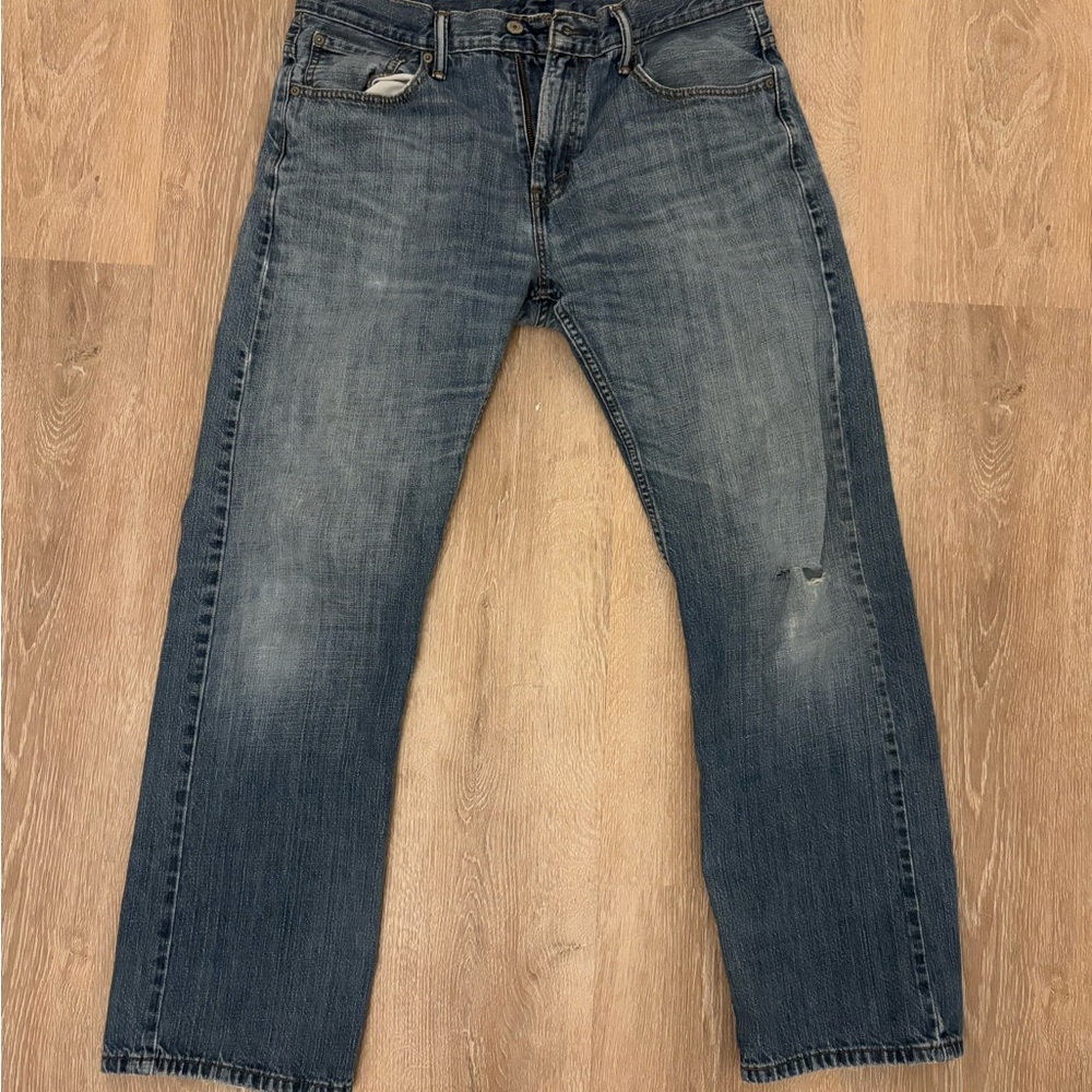 Levi's Blue Straight Jeans with Vintage Distressing